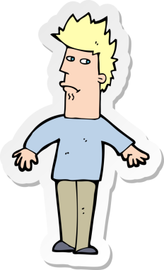 Bir insan tarafından çizilmiş endişeli bir karikatür çıkartması.