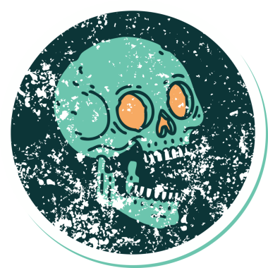 Bir insan tarafından çizilmiş bir kafatasının sembolik dövmeli görüntüsü.