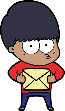 Bir insan tarafından çizilmiş sinirli çizgi film çocuğu.