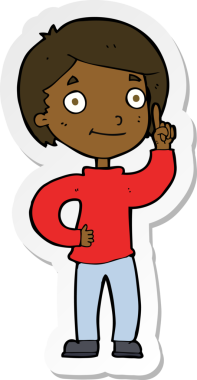 Bir insan tarafından çizilmiş bir fikri olan çizgi film çocuğunun çıkartması.