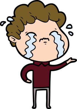 Bir insan tarafından çizilmiş ağlayan çizgi film adamı.