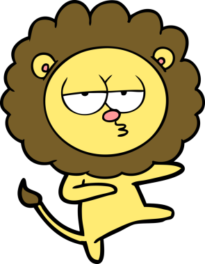 Bir insan tarafından çizilmiş sıkıcı aslan dansı çizgi filmi.