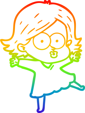 Gökkuşağı gradyan çizimi Bir insan tarafından çizilen çizgi film kızı