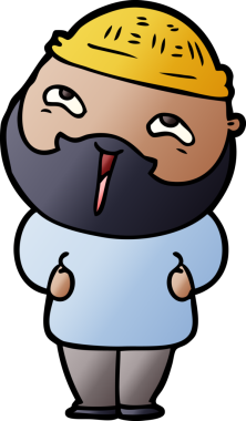 Bir insan tarafından çizilmiş mutlu sakallı bir adam.