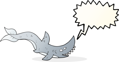 Bir insan tarafından çizilmiş serbest konuşma balonu karikatürü köpek balığı.