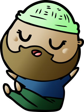 Bir insan tarafından çizilmiş sakallı bir çizgi film adamı.