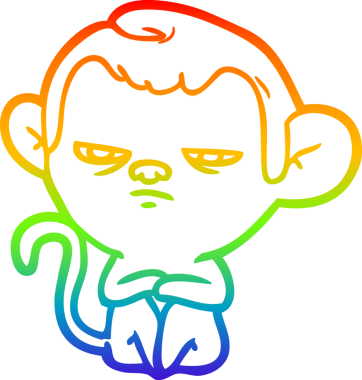 gökkuşağı gradyan çizgi çizimi bir insan tarafından çizilmiş bir maymun