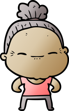 Bir insan tarafından çizilmiş barışçıl yaşlı bir kadın.