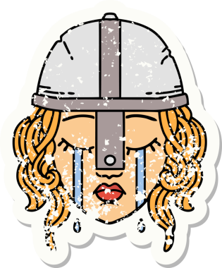 Bir insan tarafından çizilmiş ağlayan bir insan dövüşçüsünün grunge çıkartması.