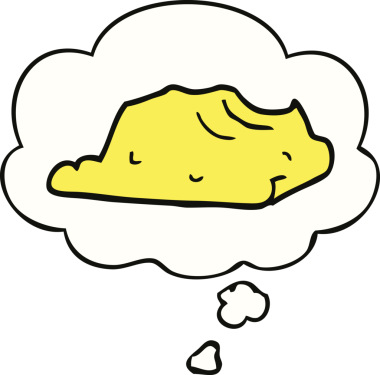 Bir insan tarafından çizilmiş düşünce baloncuklu çizgi film yağı.