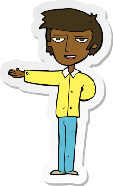 Bir insan tarafından çizilmiş bir karikatürcünün çıkartması.