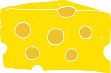 Bir insan tarafından çizilen peynirin düz renk çizimi