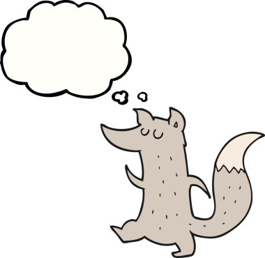 Bir insan tarafından çizilmiş serbest çizim balon karikatür şirin kurt