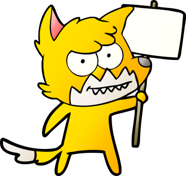 Bir insan tarafından çizilmiş protestolu çizgi film karakteri.