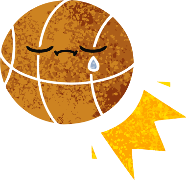 Bir insan tarafından çizilmiş basketbol topunun retro çizim tarzı karikatürü