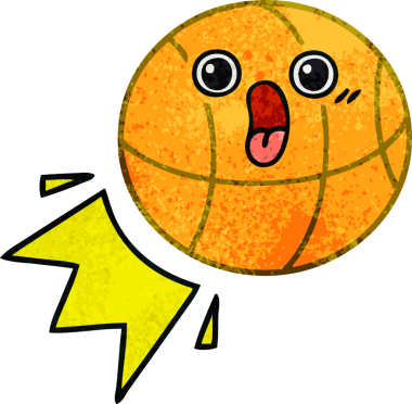 Bir insan tarafından çizilmiş basketbol topunun retro grunge desen karikatürü
