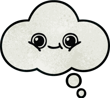 Bir insan tarafından çizilmiş bir düşünce baloncuğunun retro grunge doku karikatürü