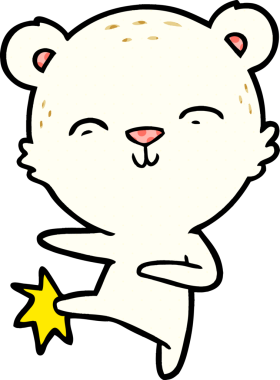 Bir insan tarafından çizilmiş mutlu kutup ayısı çizimi.