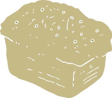 Bir insan tarafından çizilen ekmeğin düz renk çizimi