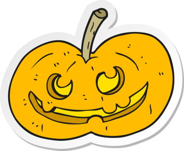 Bir insan tarafından çizilmiş cadılar bayramı balkabağı karikatürü çıkartması.