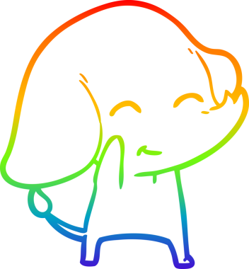 Gökkuşağı gradyan çizgisi bir insan tarafından çizilmiş şirin bir fil çizimi