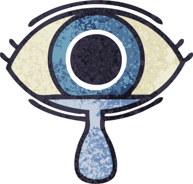 Bir insan tarafından çizilmiş ağlayan bir gözün retro çizim tarzı karikatürü