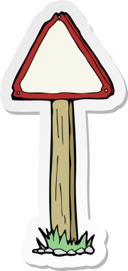 Bir insan tarafından çizilmiş bir çizgi film tabelasının çıkartması.