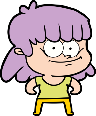 Bir insan tarafından çizilmiş gülümseyen bir kadın.