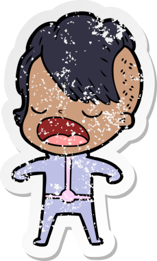 Bir insan tarafından çizilmiş havalı bir hippi kızın karikatür çıkartması.