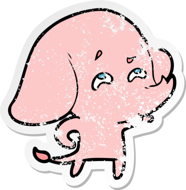 Bir insan tarafından çizilmiş karikatür filinin sıkıntılı çıkartması