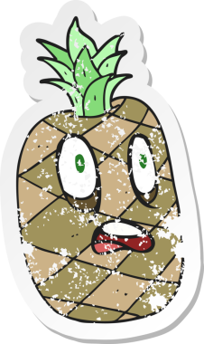 Bir insan tarafından çizilmiş bir ananas çizgi filminin gerilimli yapıştırması.