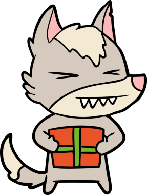 Bir insan tarafından çizilmiş kızgın Noel Kurdu çizgi filmi.