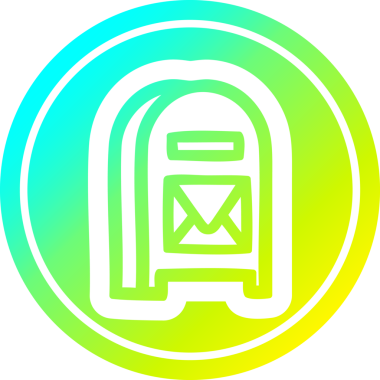 Posta kutusu dairesel simgesi ve bir insan tarafından çizilen gradyan bitiş