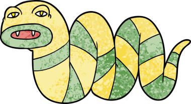 Bir insan tarafından çizilmiş çizgi film yılanı.