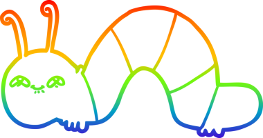 Bir insan tarafından çizilmiş mutlu bir tırtılın çizimi.
