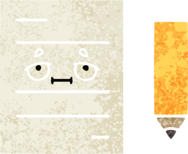 Bir insan tarafından çizilmiş bir test kağıdının retro çizim stili karikatürü