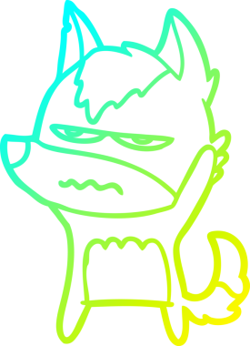 Bir insan tarafından çizilmiş, kızgın bir kurdun soğuk çizgi çizimi.