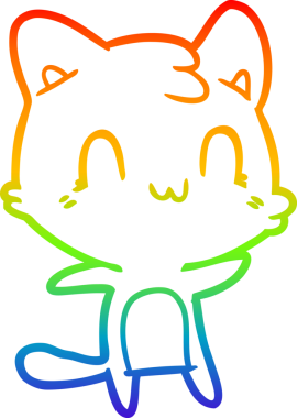 gökkuşağı gradyan çizgi çizimi Bir insan tarafından çizilmiş mutlu kedi