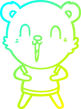 Bir insan tarafından çizilen mutlu çizgi film ayısının soğuk gradyan çizgisi.