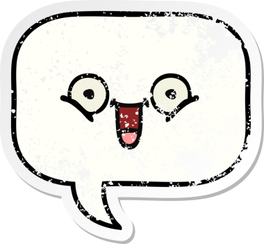 Bir insan tarafından çizilmiş şirin bir karikatür konuşma balonunun sıkıntılı çıkartması.