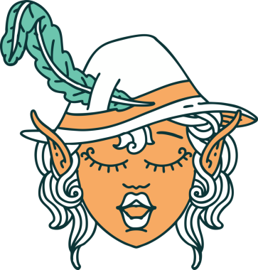 Retro Dövme Biçimi Elf karakter yüzü Bir insan tarafından çizilmiş