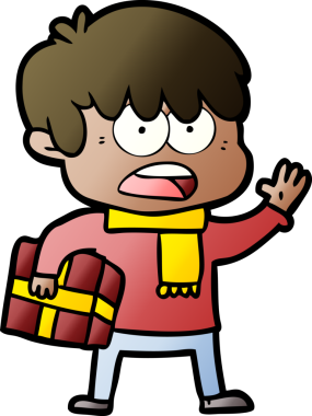 Bir insan tarafından çizilmiş endişeli çizgi film çocuğu.