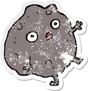 Bir insan tarafından çizilmiş karikatür taşının sıkıntılı çıkartması.