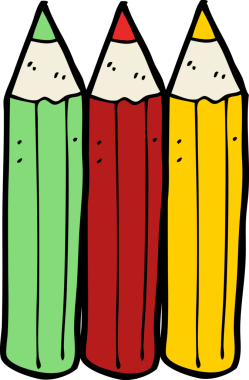 Bir insan tarafından çizilmiş renkli kalemler.