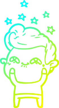 Bir insan tarafından çizilmiş, heyecanlı bir çizgi film çizimi.