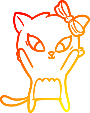 Bir insan tarafından çizilmiş çizgi film kedisinin sıcak çizgi çizimi