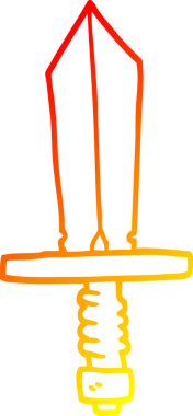 Bir insan tarafından çizilen çizgi film hançerinin sıcak eğimli çizgisi.