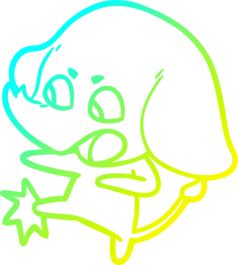 Bir insan tarafından çizilmiş şirin bir filin soğuk gradyan çizgisi