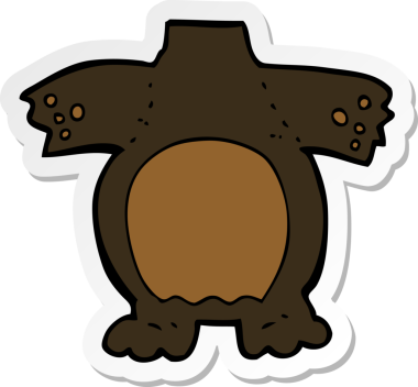 Bir insan tarafından çizilmiş karikatür siyah ayı vücudunun çıkartması.