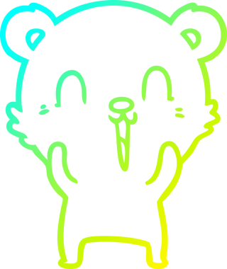 Bir insan tarafından çizilen mutlu çizgi film ayısının soğuk gradyan çizgisi.